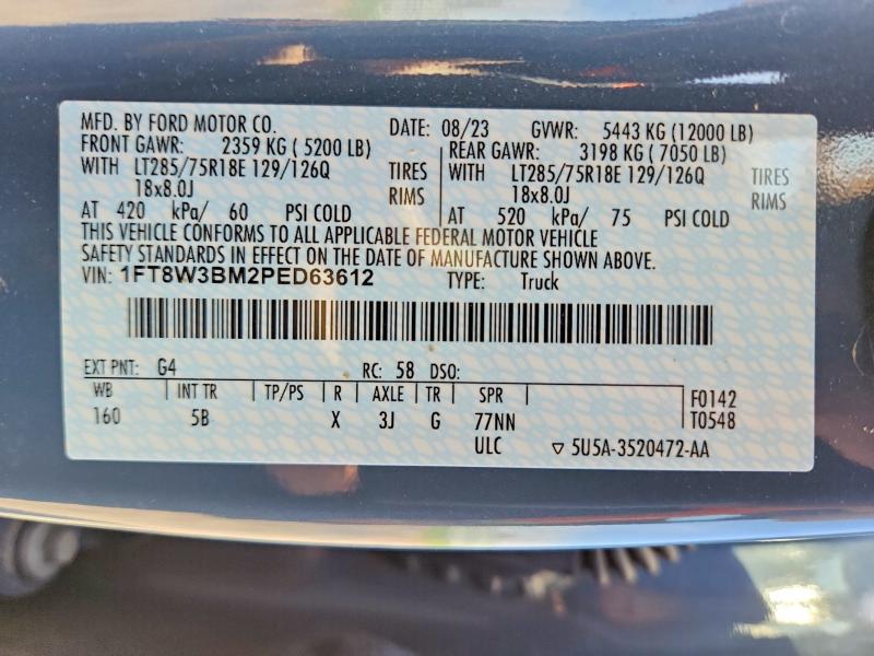 Продаж на аукціоні авто 2023 Ford F350, vin: 1FT8W3BM2PED63612, номер лоту: 52168376