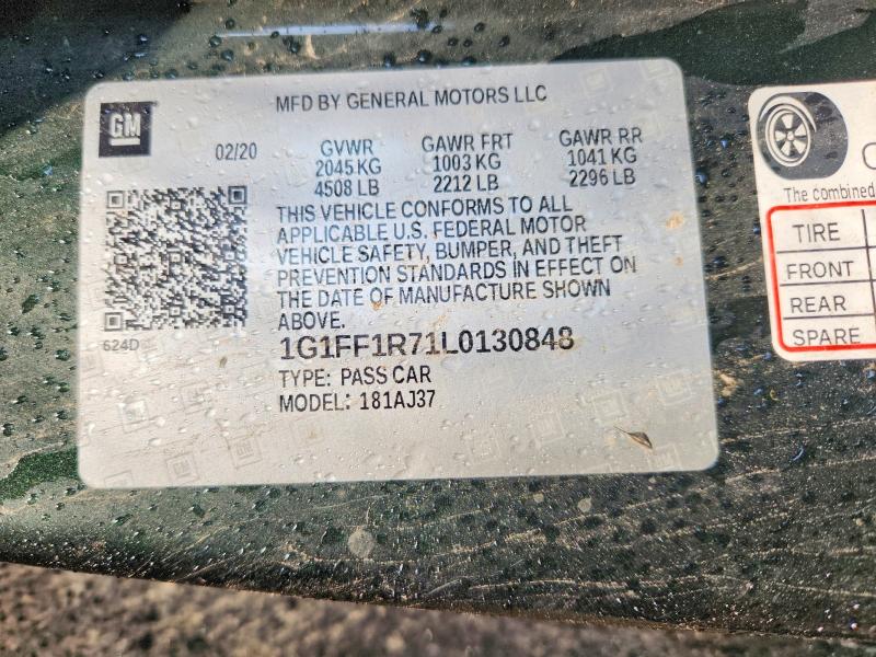 54209986 :رقم المزاد ، 1G1FF1R71L0130848 vin ، 2020 Chevrolet Camaro مزاد بيع