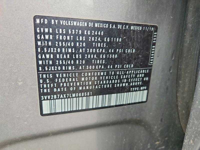 Aukcja sprzedaży 2020 Volkswagen Tiguan, vin: 3VV2B7AX7LM068581, numer aukcji: 53374306