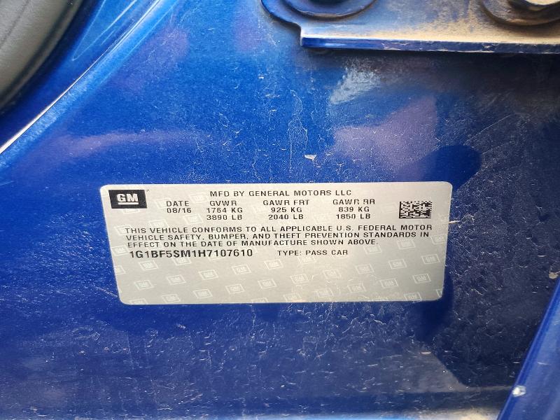Продажа на аукционе авто 2017 Chevrolet Cruze, vin: 1G1BF5SM1H7107610, номер лота: 52754086