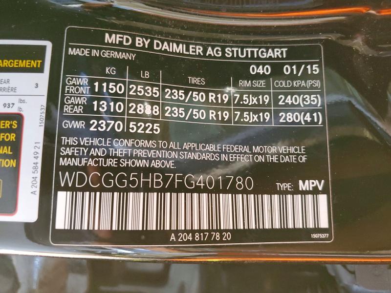 Продаж на аукціоні авто 2015 Mercedes-benz Glk, vin: WDCGG5HB7FG401780, номер лоту: 51691106