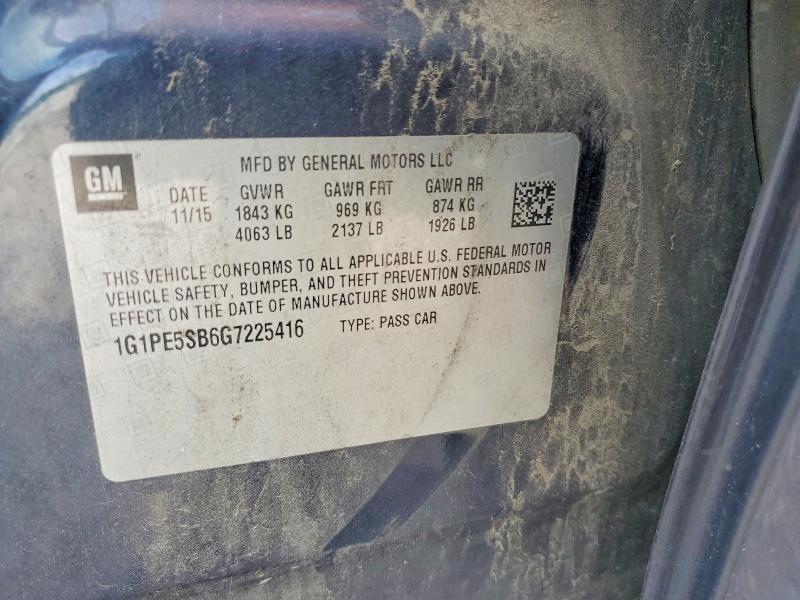 2016 Chevrolet Cruze Limited მანქანა იყიდება აუქციონზე, vin: 1G1PE5SB6G7225416, აუქციონის ნომერი: 54957526