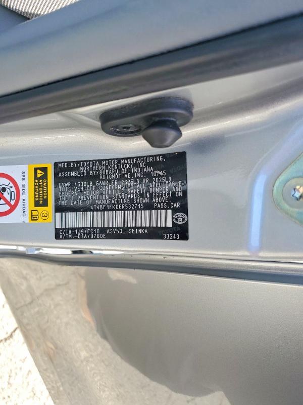 Продажа на аукционе авто 2016 Toyota Camry, vin: 4T4BF1FK0GR532715, номер лота: 53230086