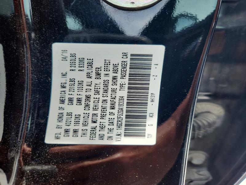 55579776 :رقم المزاد ، 1HGCR2F52GA193064 vin ، 2016 Honda Accord مزاد بيع