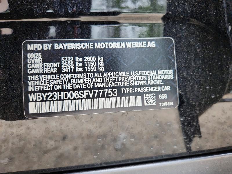 Продаж на аукціоні авто 2025 Bmw I4, vin: WBY23HD06SFV77753, номер лоту: 53212376