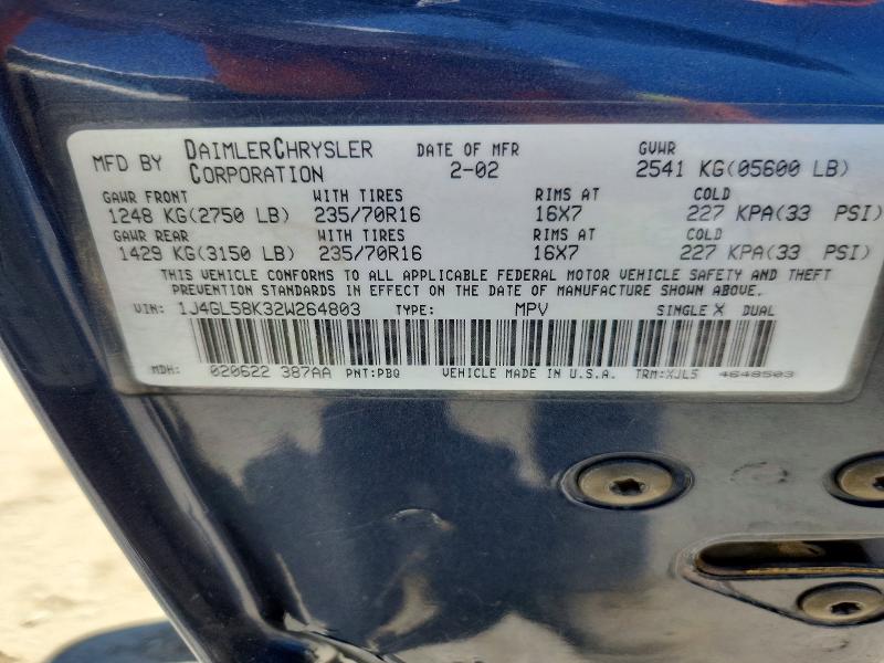 53317376 :رقم المزاد ، 1J4GL58K32W264803 vin ، 2002 Jeep Liberty مزاد بيع