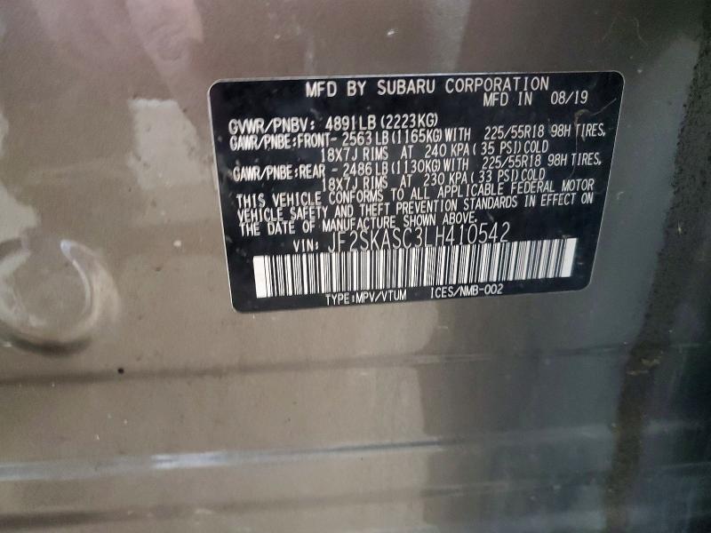 52422606 :رقم المزاد ، JF2SKASC3LH410542 vin ، 2020 Subaru Forester مزاد بيع