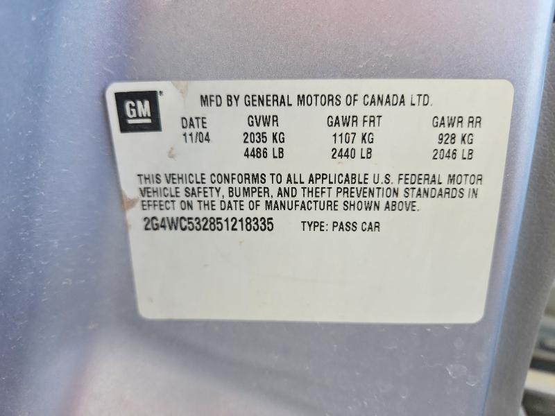 Auction sale of the 2005 Buick Lacrosse, vin: 2G4WC532851218335, lot number: 54883836
