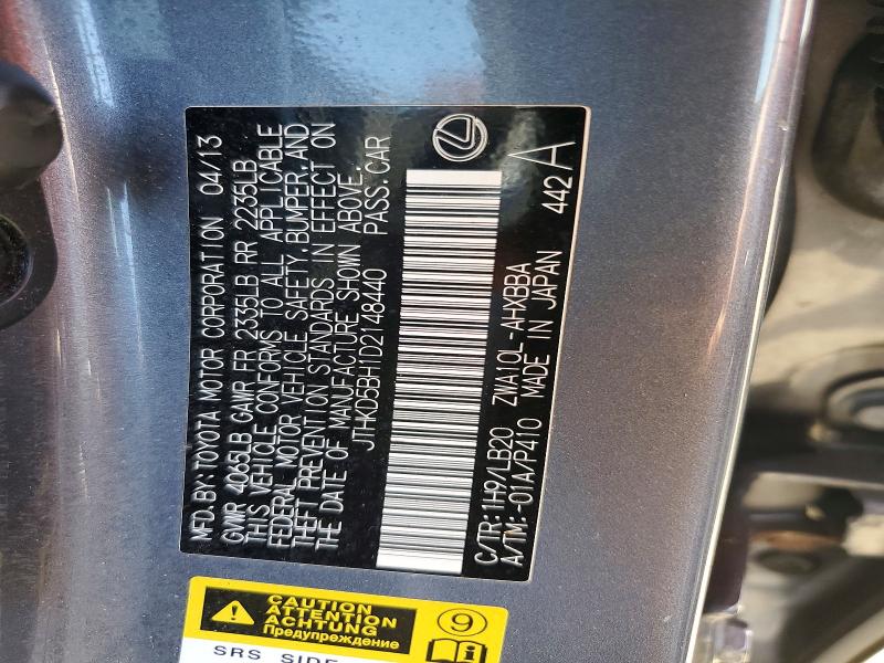 2013 Lexus Ct მანქანა იყიდება აუქციონზე, vin: JTHKD5BH1D2148440, აუქციონის ნომერი: 54276416