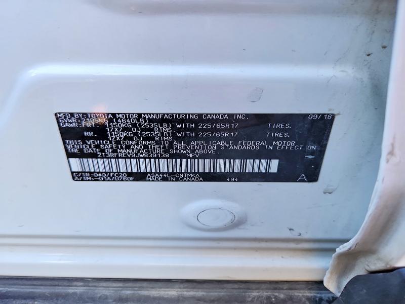 Продаж на аукціоні авто 2018 Toyota Rav4, vin: 2T3RFREV9JW839138, номер лоту: 54303896