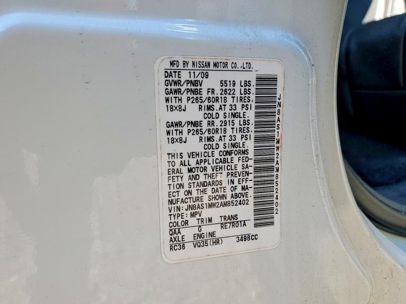 Продажа на аукционе авто 2010 Infiniti Fx35, vin: JN8AS1MW2AM852402, номер лота: 51495276