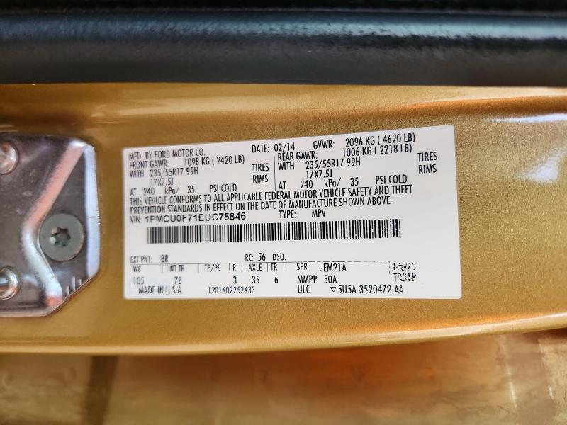 51920436 :رقم المزاد ، 1FMCU0F71EUC75846 vin ، 2014 Ford Escape مزاد بيع