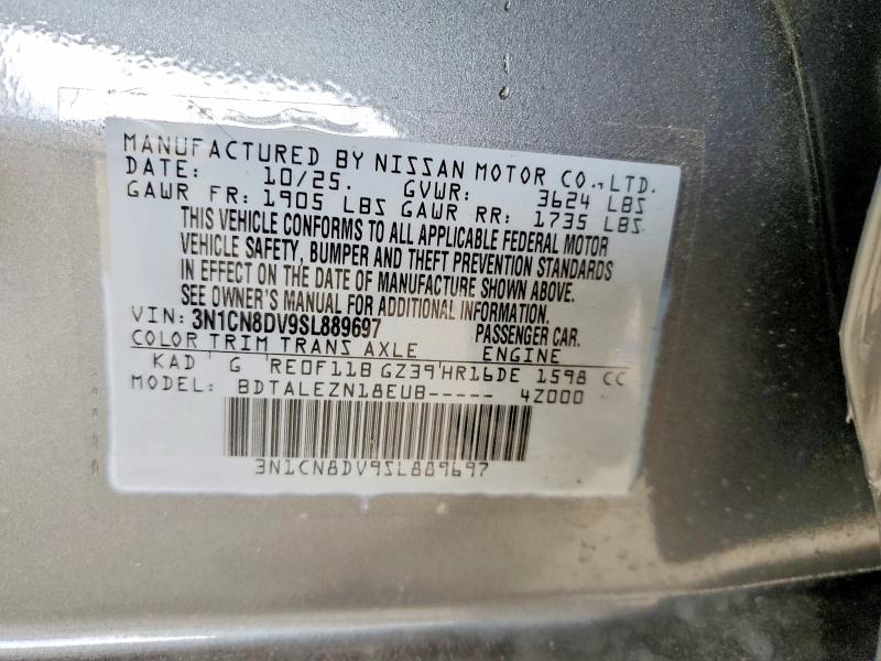 Продажа на аукционе авто 2025 Nissan Versa, vin: 3N1CN8DV9SL889697, номер лота: 52563626
