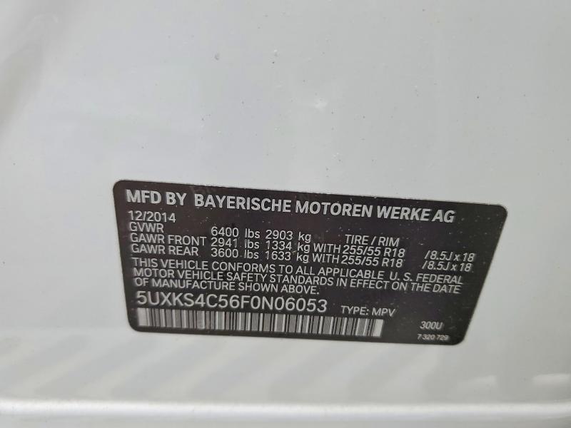 55022736 :رقم المزاد ، 5UXKS4C56F0N06053 vin ، 2015 Bmw X5 مزاد بيع