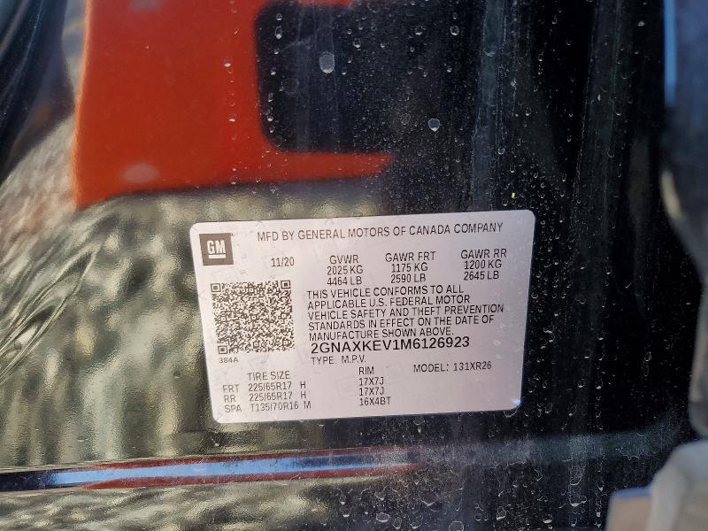 Aukcja sprzedaży 2021 Chevrolet Equinox, vin: 2GNAXKEV1M6126923, numer aukcji: 51962456