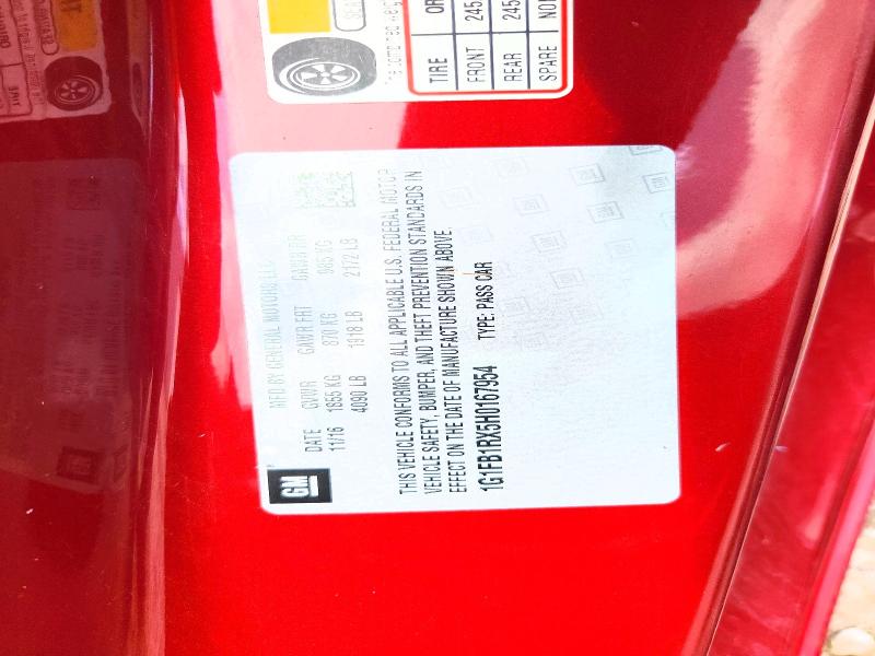 2017 Chevrolet Camaro მანქანა იყიდება აუქციონზე, vin: 1G1FB1RX5H0167954, აუქციონის ნომერი: 53782416