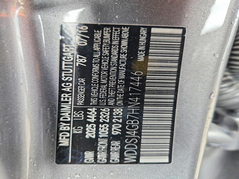 54264326 :رقم المزاد ، WDDSJ4GB7HN417446 vin ، 2017 Mercedes-benz Cla مزاد بيع