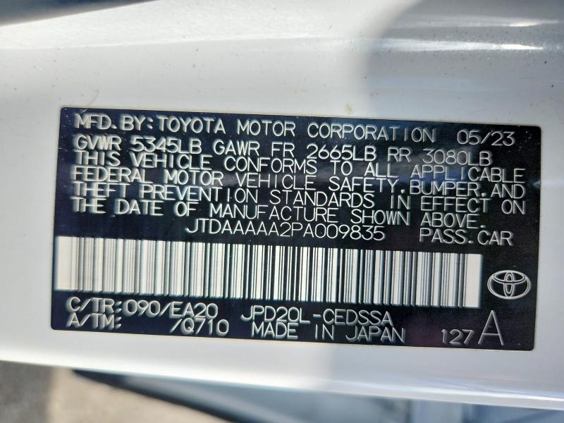 Продаж на аукціоні авто 2023 Toyota Mirai, vin: JTDAAAAA2PA009835, номер лоту: 55049556