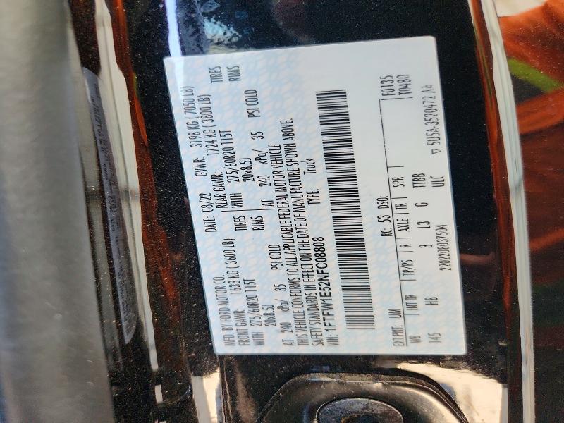 Aukcja sprzedaży 2022 Ford F150, vin: 1FTFW1E52NFC08808, numer aukcji: 53225866