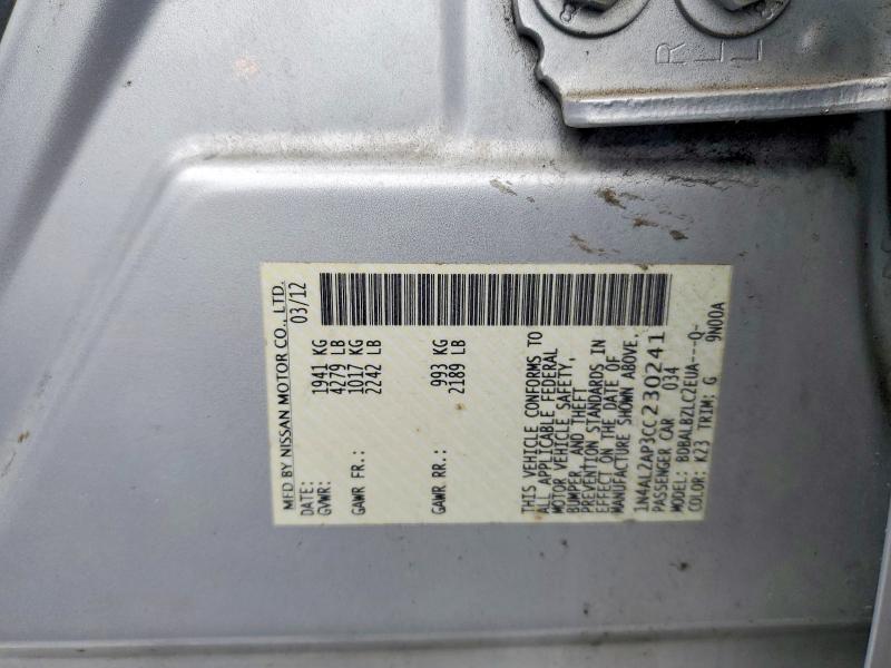 2012 Nissan Altima მანქანა იყიდება აუქციონზე, vin: 1N4AL2AP3CC230241, აუქციონის ნომერი: 55168546