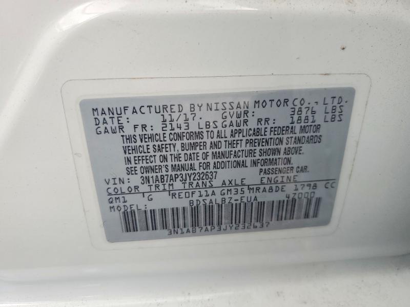 Продаж на аукціоні авто 2018 Nissan Sentra, vin: 3N1AB7AP3JY232637, номер лоту: 54053906