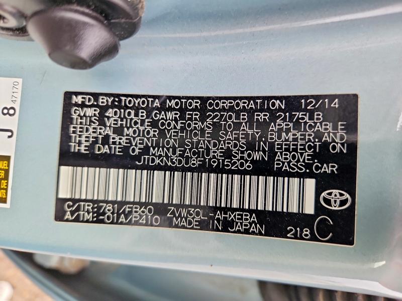 54625946 :رقم المزاد ، JTDKN3DU8F1915206 vin ، 2015 Toyota Prius مزاد بيع