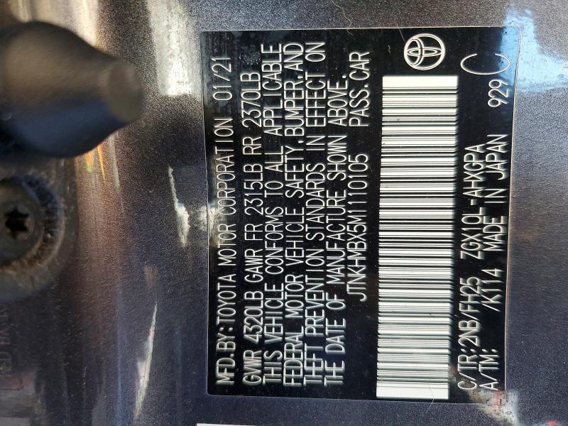2021 Toyota C-hr მანქანა იყიდება აუქციონზე, vin: JTNKHMBX5M1110105, აუქციონის ნომერი: 53352066