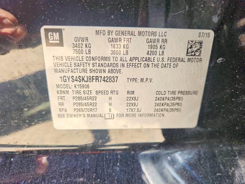 53985066 :رقم المزاد ، 1GYS4SKJ8FR742837 vin ، 2015 Cadillac Escalade مزاد بيع