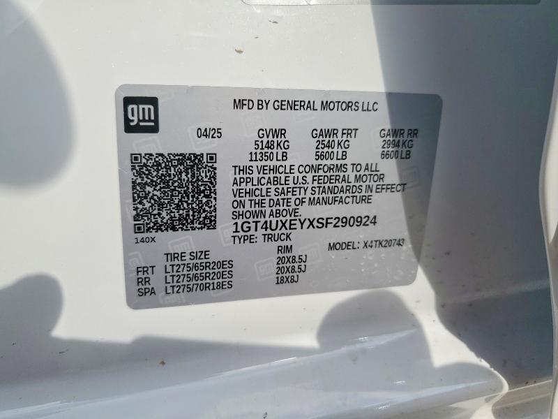 52834736 :رقم المزاد ، 1GT4UXEYXSF290924 vin ، 2025 Gmc Sierra مزاد بيع