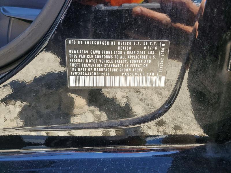 53774156 :رقم المزاد ، 3VW267AJ1GM312078 vin ، 2016 Volkswagen Jetta مزاد بيع