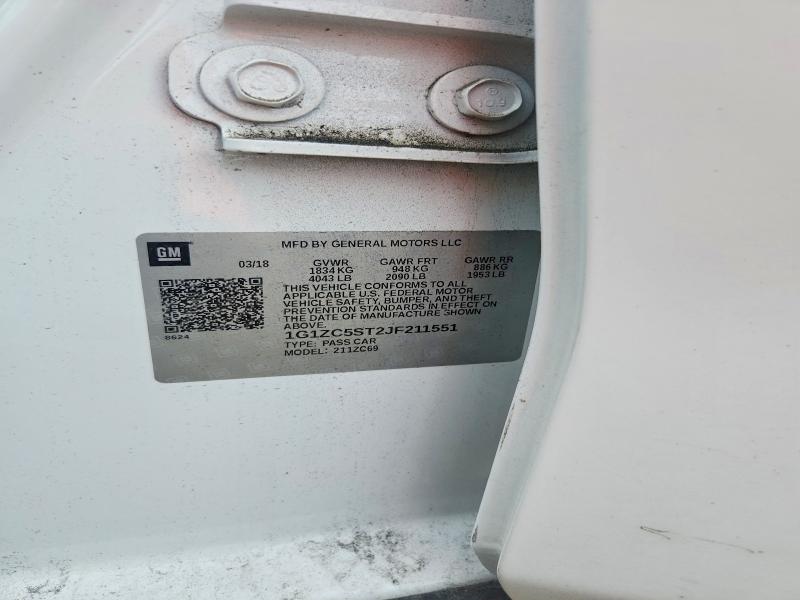 2018 Chevrolet Malibu მანქანა იყიდება აუქციონზე, vin: 1G1ZC5ST2JF211551, აუქციონის ნომერი: 54652526