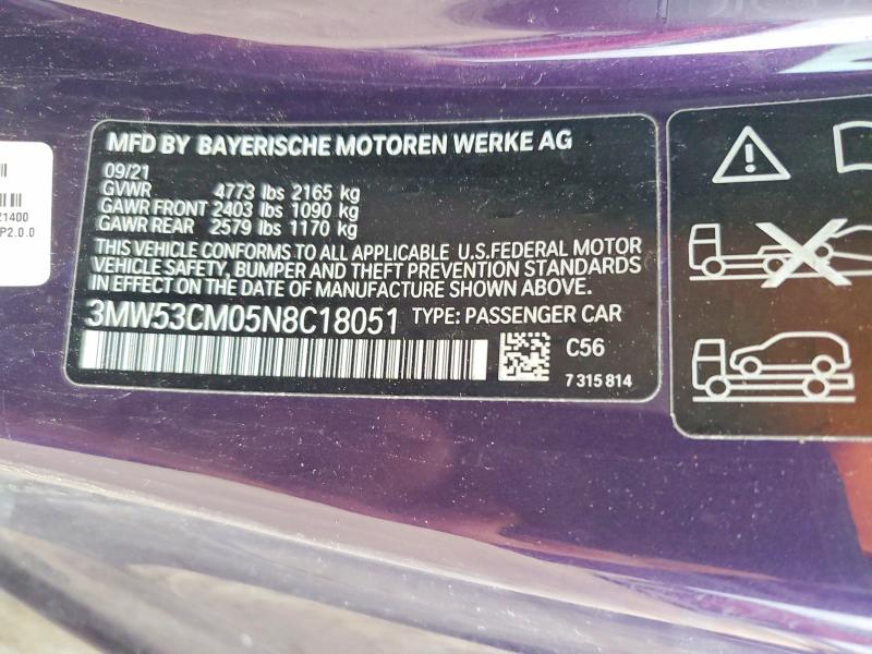 Продаж на аукціоні авто 2022 Bmw M240xi, vin: 3MW53CM05N8C18051, номер лоту: 54416986