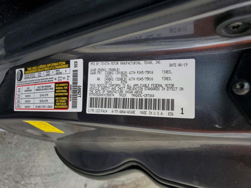 2019 Toyota Tacoma მანქანა იყიდება აუქციონზე, vin: 5TFRX5GNXKX158874, აუქციონის ნომერი: 55379456