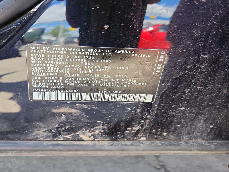 2019 Volkswagen Atlas მანქანა იყიდება აუქციონზე, vin: 1V2GR2CA3KC554900, აუქციონის ნომერი: 53449756