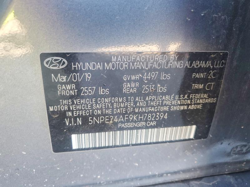 2019 Hyundai Sonata მანქანა იყიდება აუქციონზე, vin: 5NPE24AF9KH782394, აუქციონის ნომერი: 53196266