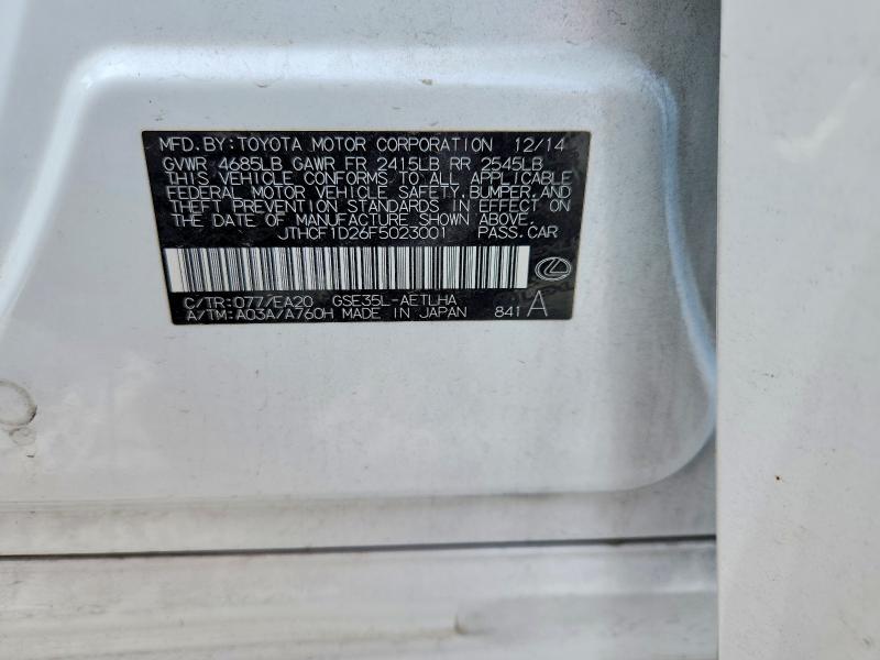 Aukcja sprzedaży 2015 Lexus Is, vin: JTHCF1D26F5023001, numer aukcji: 53838316