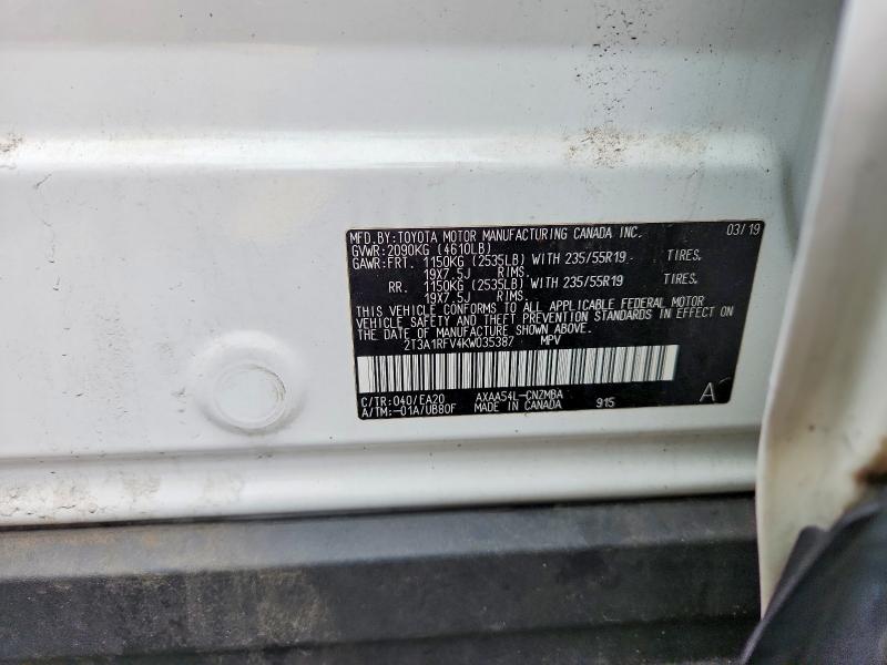 Продажа на аукционе авто 2027 Toyota Rav4, vin: 2T3A1RFV4KW035387, номер лота: 54281296