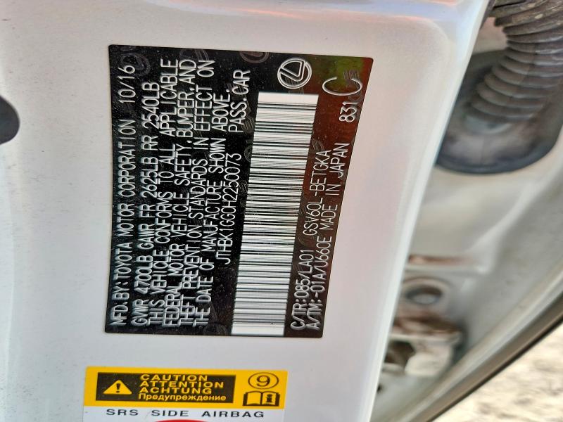 Aukcja sprzedaży 2017 Lexus Es, vin: JTHBK1GG0H2250073, numer aukcji: 54095286