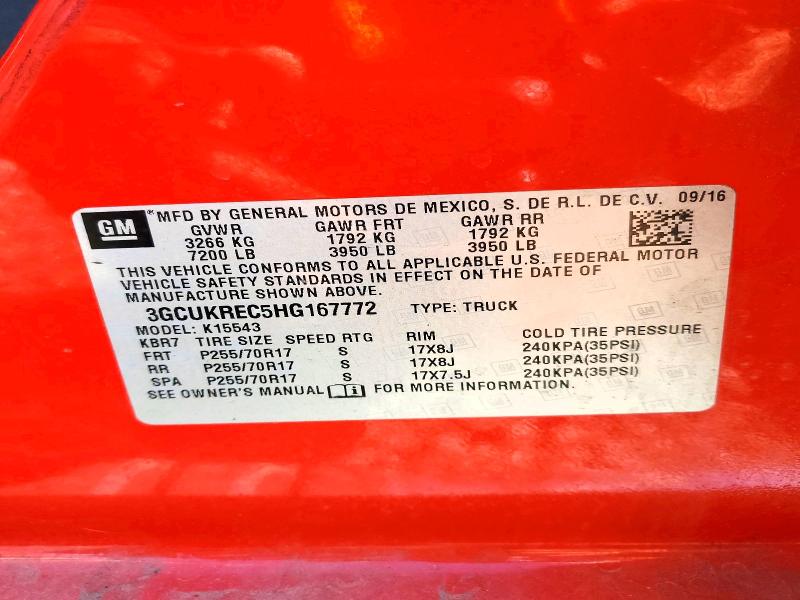 54631186 :رقم المزاد ، 3GCUKREC5HG167772 vin ، 2017 Chevrolet Silverado مزاد بيع