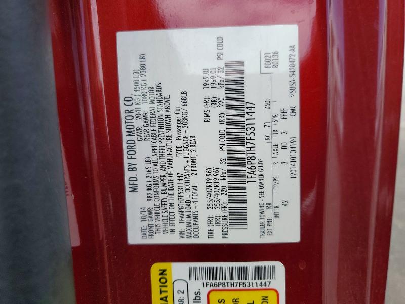 53423646 :رقم المزاد ، 1FA6P8TH7F5311447 vin ، 2015 Ford Mustang مزاد بيع