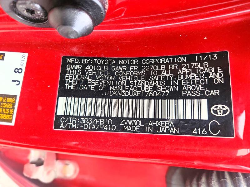 Продаж на аукціоні авто 2014 Toyota Prius, vin: JTDKN3DUXE1760477, номер лоту: 53738536
