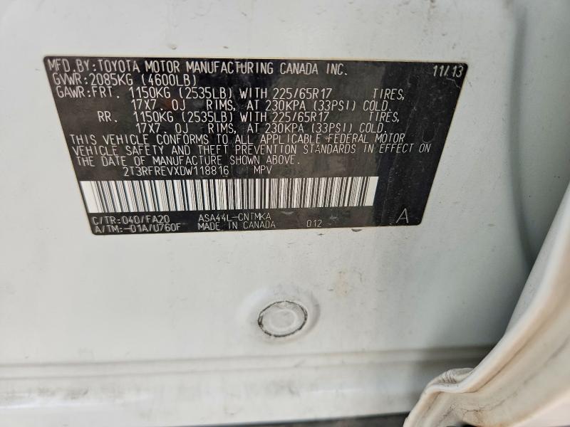 52187306 :رقم المزاد ، 2T3RFREVXDW118816 vin ، 2013 Toyota Rav4 مزاد بيع