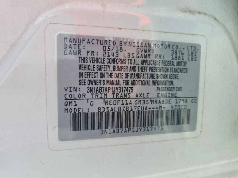 53240956 :رقم المزاد ، 3N1AB7AP1JY317475 vin ، 2018 Nissan Sentra مزاد بيع