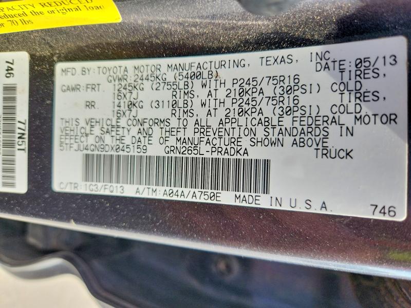Aukcja sprzedaży 2013 Toyota Tacoma, vin: 5TFJU4GN9DX045159, numer aukcji: 55075146