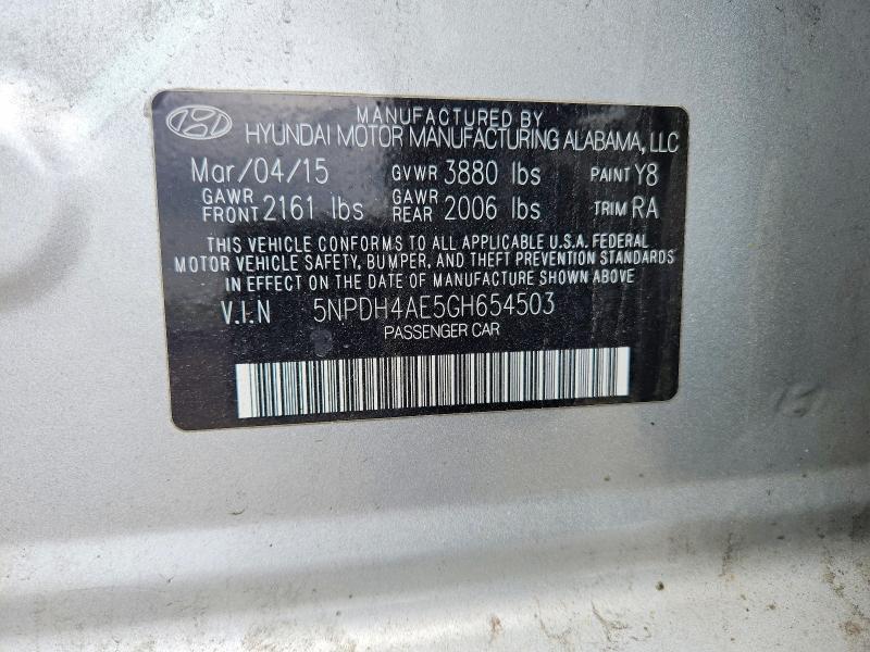 Aukcja sprzedaży 2016 Hyundai Elantra, vin: 5NPDH4AE5GH654503, numer aukcji: 52207196