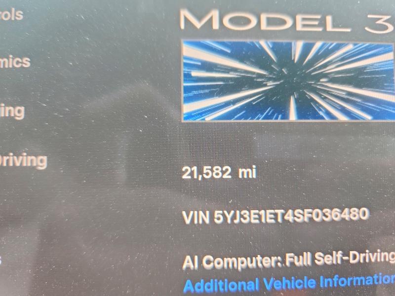 54546846 :رقم المزاد ، 5YJ3E1ET4SF036480 vin ، 2025 Tesla Model 3 مزاد بيع