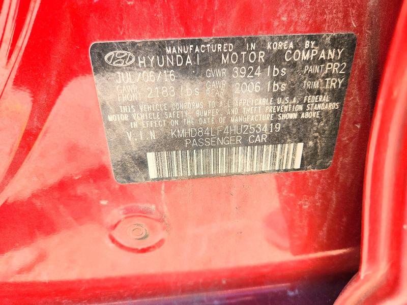 Продажа на аукционе авто 2017 Hyundai Elantra, vin: KMHD84LF4HU253419, номер лота: 53263476
