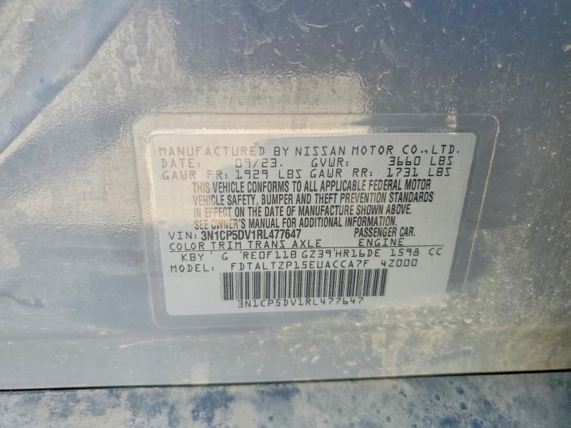 2024 Nissan Kicks მანქანა იყიდება აუქციონზე, vin: 3N1CP5DV1RL477647, აუქციონის ნომერი: 54076766