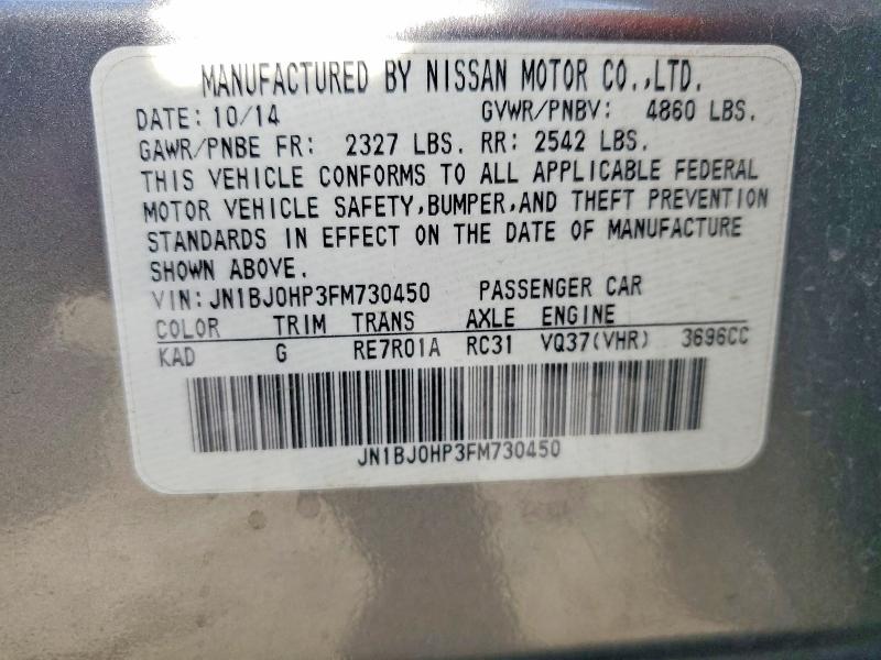 Aukcja sprzedaży 2015 Infiniti Qx50, vin: JN1BJ0HP3FM730450, numer aukcji: 54879906