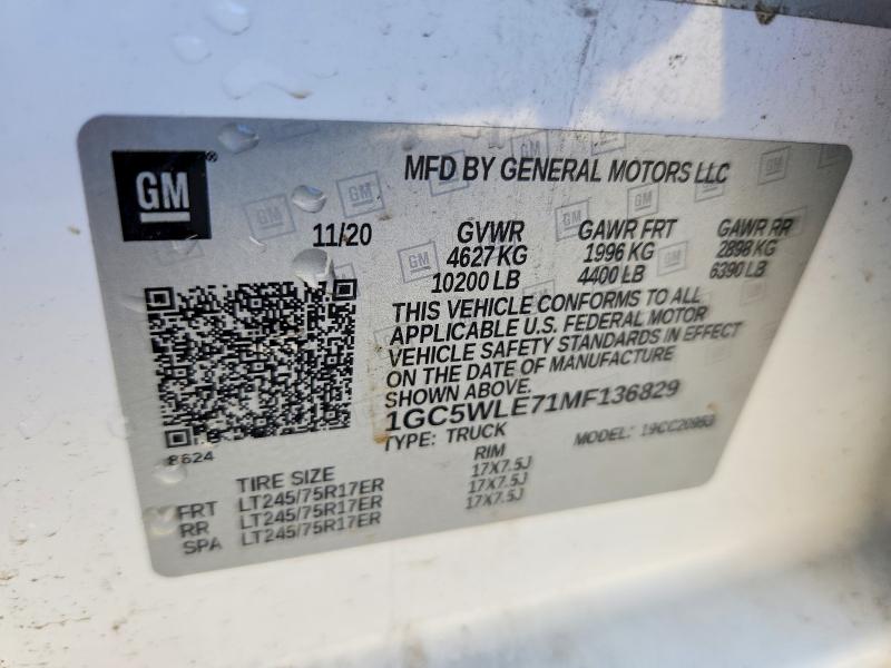 Продажа на аукционе авто 2021 Chevrolet Silverado, vin: 1GC5WLE71MF136829, номер лота: 53399806
